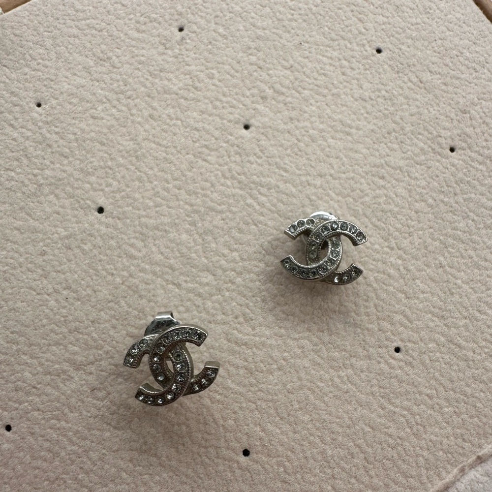 Authentic Chanel Cc Stud Earrings - image 5